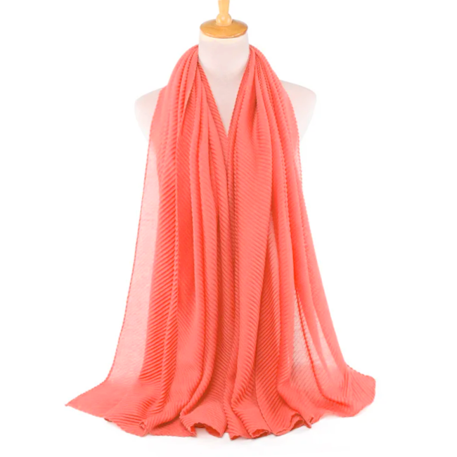 Fashion Favorite Crinkle Sjaal - Koraal | Polyester | 180 x 90 cm