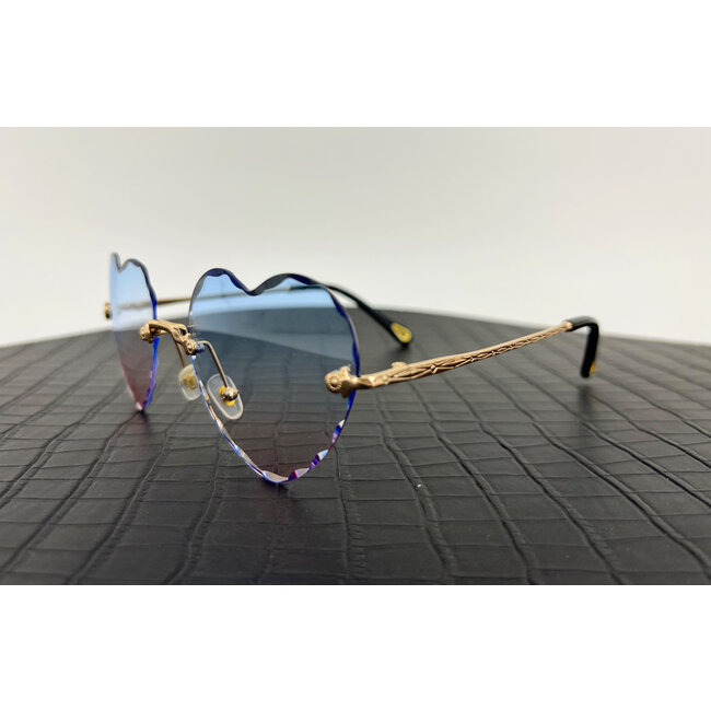 Heart Shaped Bril - Blauw/Roze | Randloos | Fashion Favorite