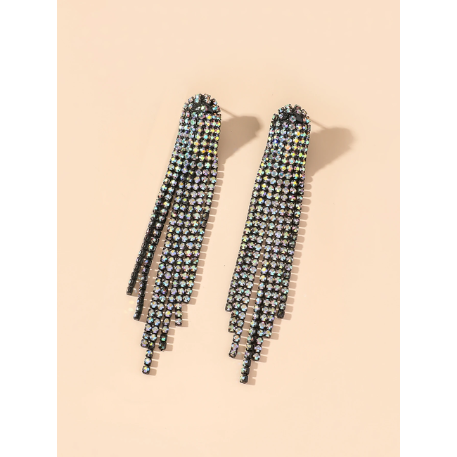 Strass Oorhangers - Multi | 9 x 1,5 cm | Bijoux/Zirkonia