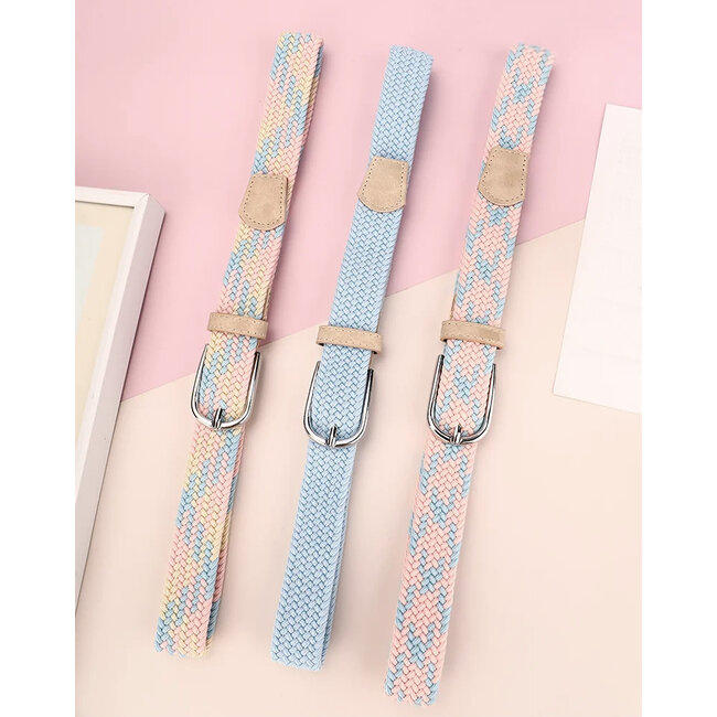 Fashion Gevlochten Riem - Beige | 85 - 100 cm | Stretch / Polyester