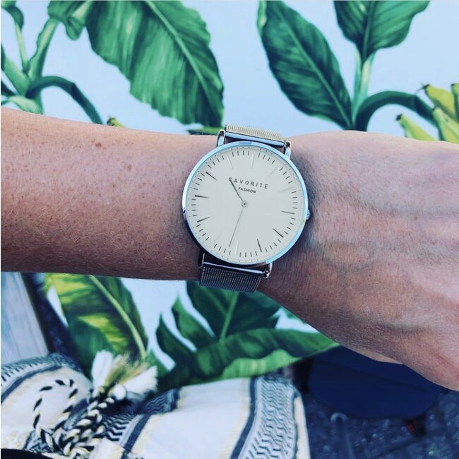 Navarra Silver Mesh Horloge | Zilverkleurig | Mesh band
