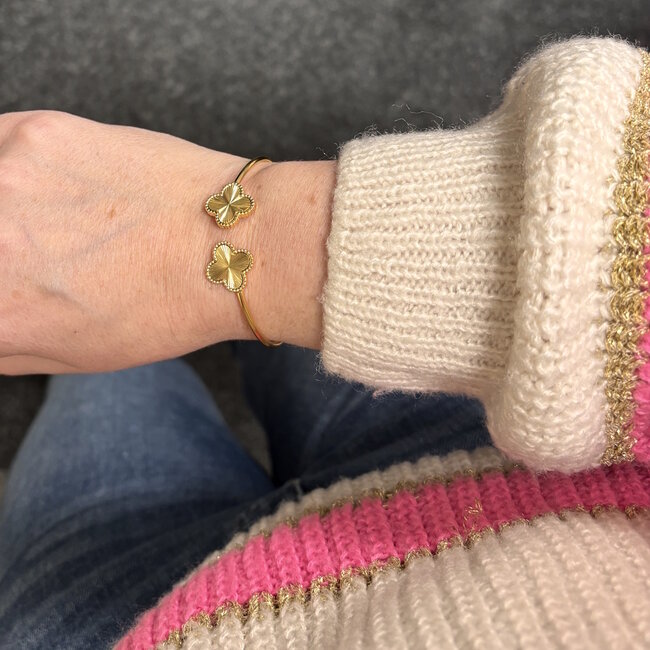 Clover Bangle - Goudkleurig | 17 cm | Stainless Steel