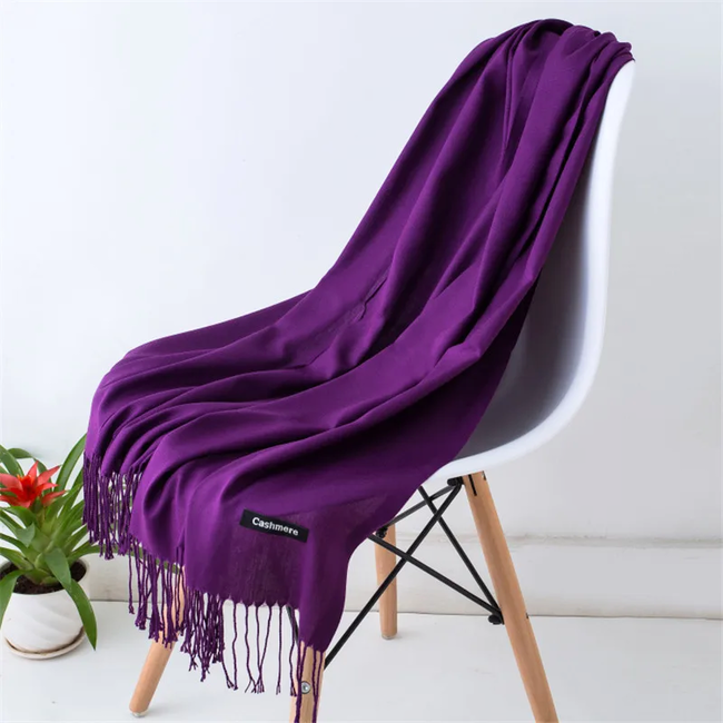 Pashmina Sjaal - Paars | Polyester | 180 x 70 cm