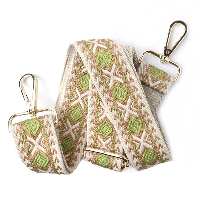 Bag Strap / Tas Riem Aztec | Beige/Pistache/Crème | 130 x 5 cm