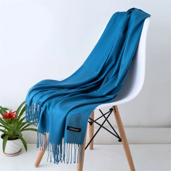 Pashmina Sjaal - Petrol | Polyester | 180 x 70 cm