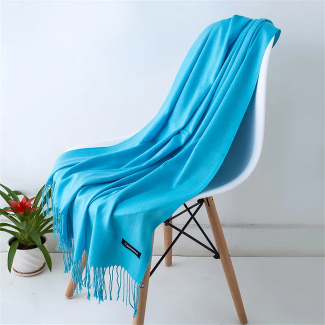 Pashmina Sjaal - Blauw | Polyester | 180 x 70 cm