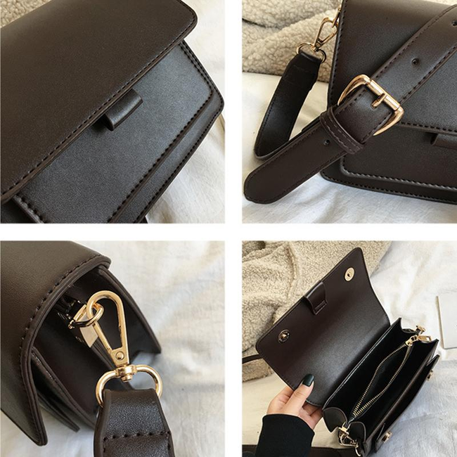 Luxe Schoudertas - Bruin | Hoogwaardig Kunstleder | 19 x 15 x 9 cm