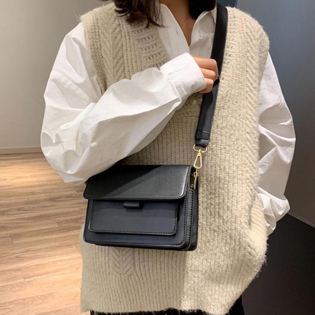 Luxe Schoudertas - Zwart | Hoogwaardig Kunstleder | 19 x 15 x 9 cm