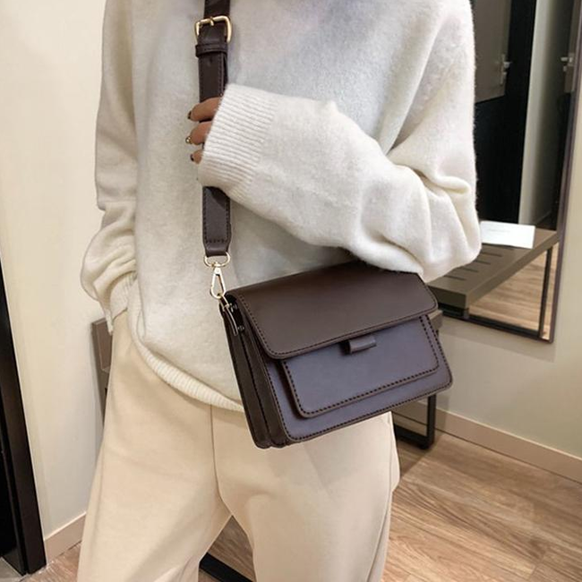 Luxe Schoudertas - Bruin | Hoogwaardig Kunstleder | 19 x 15 x 9 cm