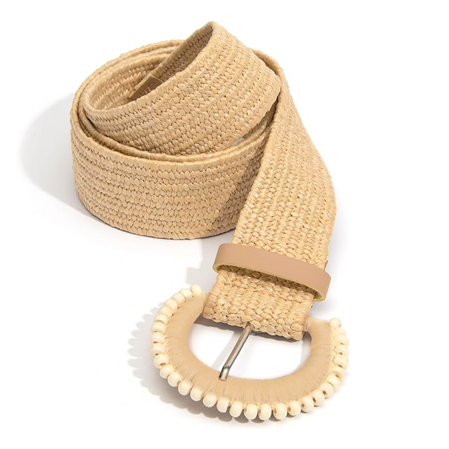 Amber Beads Gevlochten Riem - Beige | Rotan / Stro | 90 x 4,5 cm