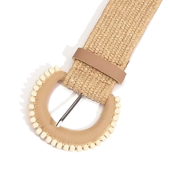 Amber Beads Gevlochten Riem - Beige | Rotan / Stro | 90 x 4,5 cm