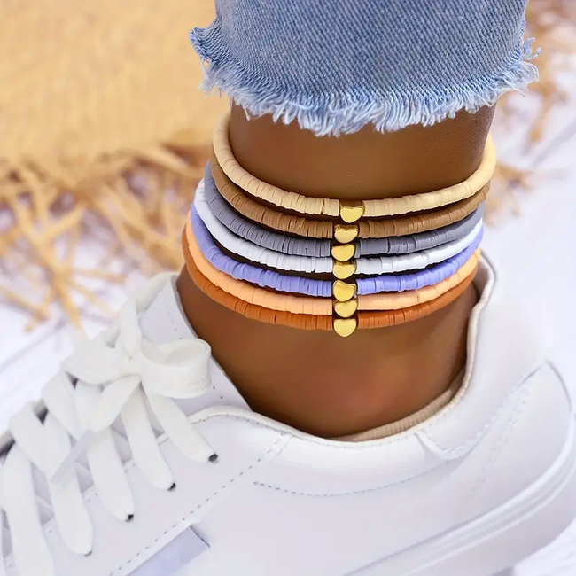 Hartje Armbanden Set - Nude Mix | 7- delig