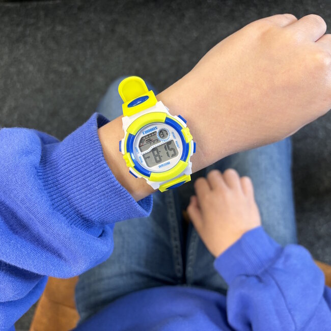 Digitaal Kinderhorloge - Geel/Blauw | PVC Kunststof | 38 mm