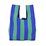 Mini Tas - Streep Blauw/Groen | Handtas/Shopper | 36 x 20 cm