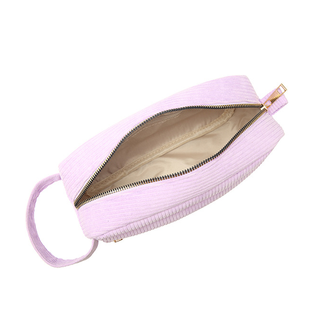 Corduroy Make-up Tas - Lila | 23 x 12,5 x 9 cm