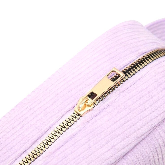 Corduroy Make-up Tas - Lila | 23 x 12,5 x 9 cm