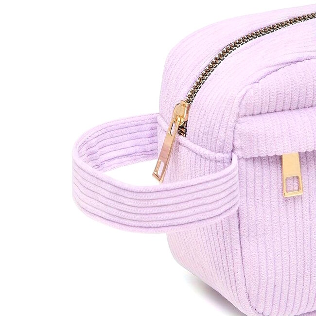 Corduroy Make-up Tas - Blauw | 23 x 12,5 x 9 cm