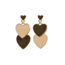 Fashion Favorite Double Hearts Oorbellen - Bruin/Beige