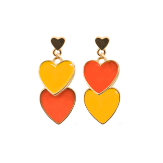 Fashion Favorite Double Hearts Oorbellen - Geel/Oranje