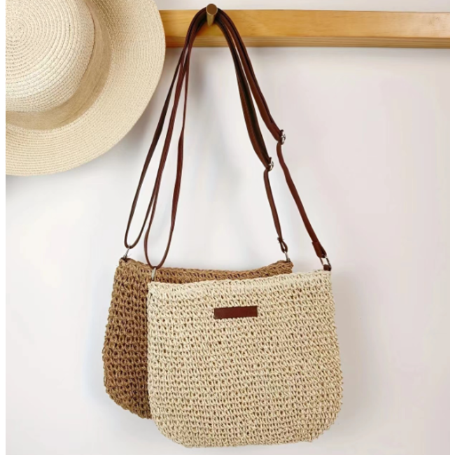 Rattan Summer Tas - Creme | 29 x 25 cm | Rotan / Polyester