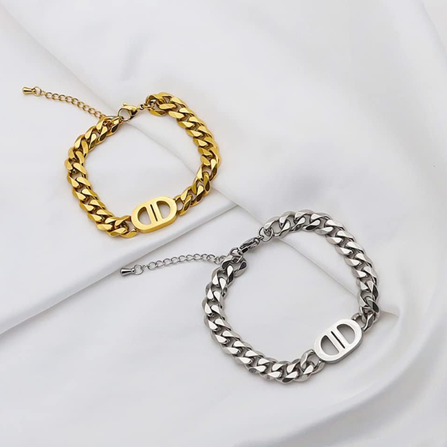 Double D Schakelarmband -  Goudkleurig | Stainless Steel | 18 + 5 cm