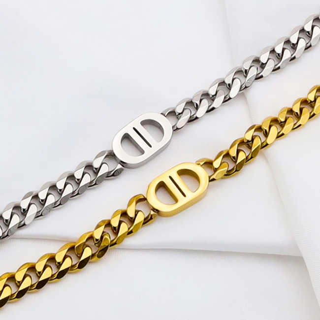 Double D Schakelarmband - Zilverkleurig | Stainless Steel | 18 + 5 cm