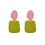Amelie Oorbellen - Groen/Roze | 3,5 x 2 cm