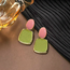 Amelie Oorbellen - Groen/Roze | 3,5 x 2 cm