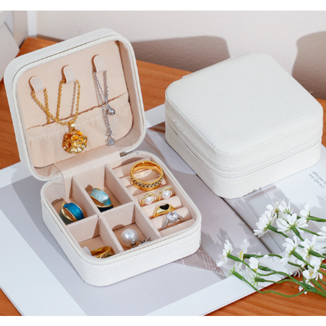 Sieraden Etui/Doosje - Crème | 10 x 10 x 5 cm