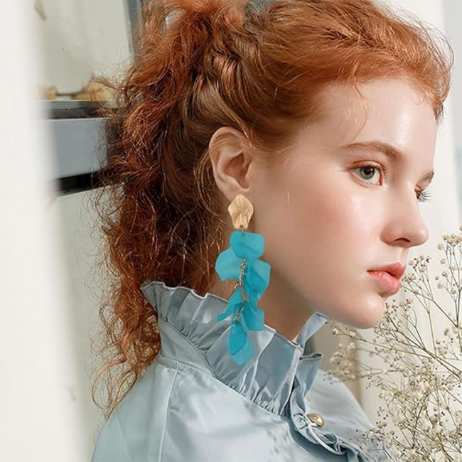 Flower Leaf Oorbellen - Oranje | 12 x 4 cm