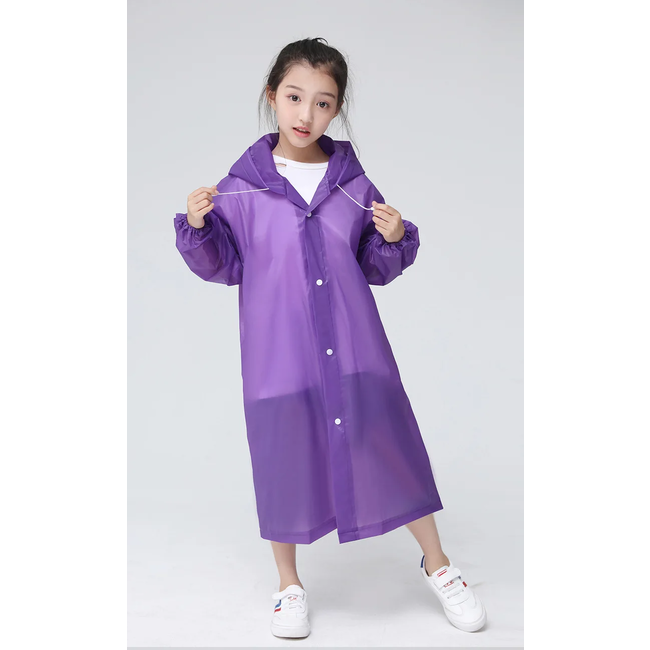 Kinder Regenjas - Paars | Capuchon Poncho | EVA