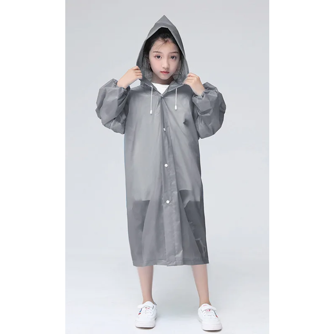 Kinder Regenjas - Grijs | Capuchon Poncho | EVA