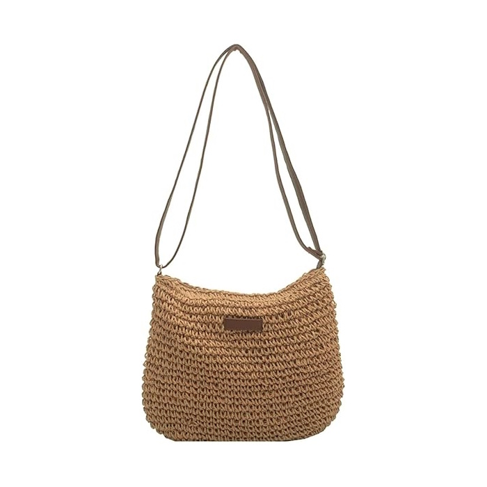 Rattan Summer Tas Bruin 29 x 25 cm Rotan Polyester Fashion Favorite