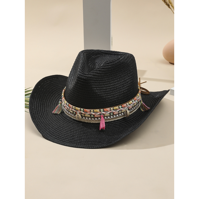 Cowboy Hoed Ibiza - Zwart | Verstelbaar | 55 - 58 cm