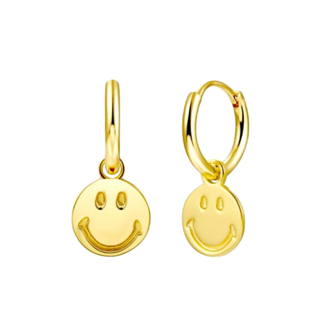 Smiley Oorringen - Goudkleurig | 2 x 1 cm | Stainless Steel
