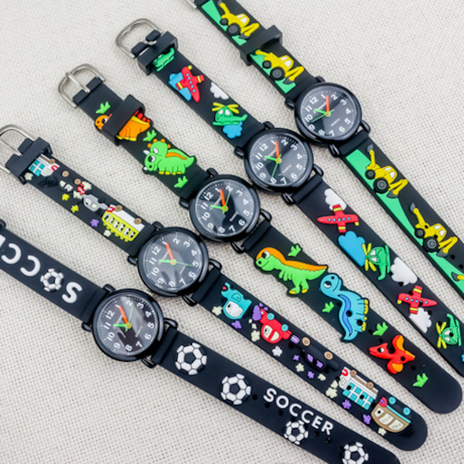 Kinder Horloge | Dino Zwart 3D | Siliconen