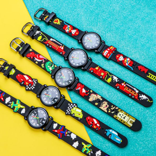 Kinder Horloge | Auto Zwart 3D | Siliconen