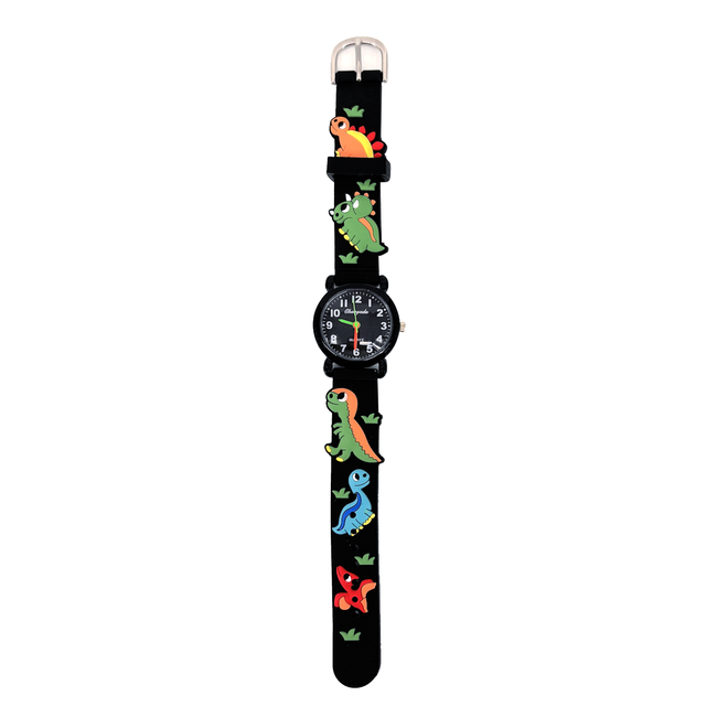 Kinder Horloge | Dino Zwart 3D | Siliconen