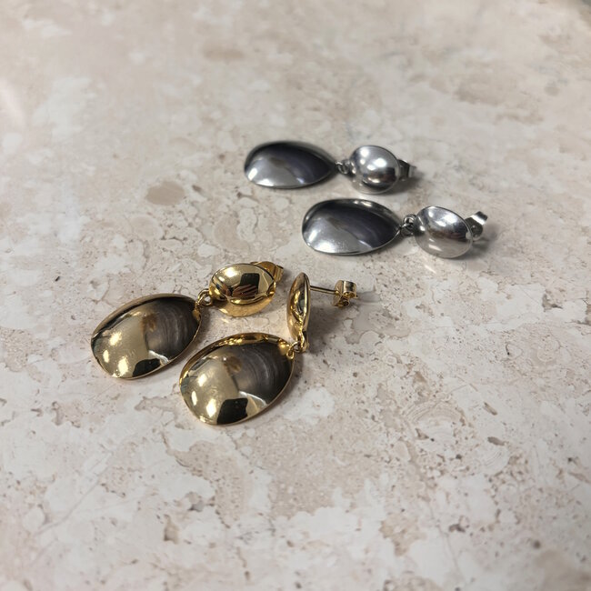 Oorbellen Double Drop - Zilverkleurig | 3,6 x 1,6 cm | Stainless Steel