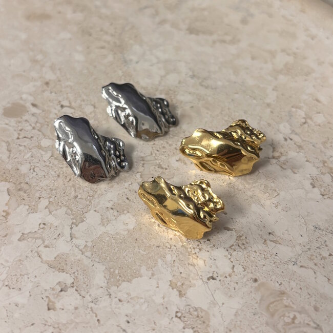 Oorbellen Sculpture - Goudkleurig | 2,6 x 1,8 cm | Stainless Steel