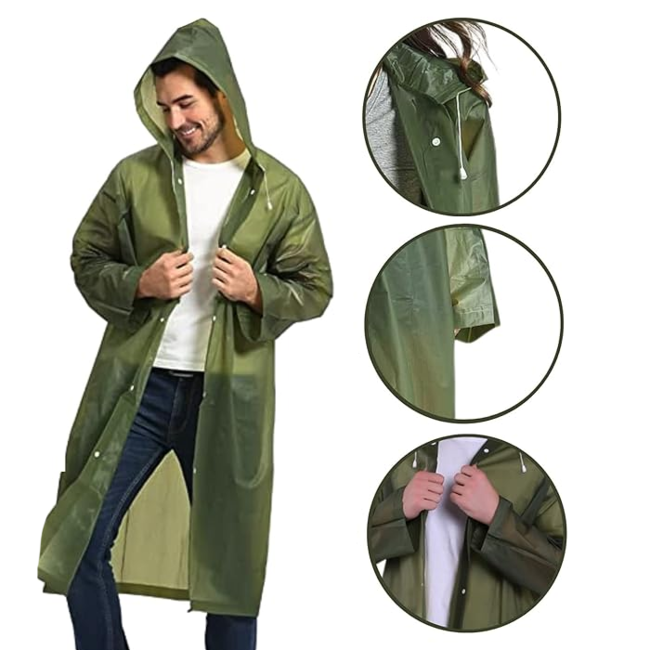 Festival Regenjas - Grijs | Capuchon Poncho | EVA