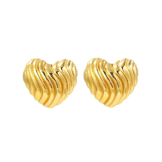 Oorbellen Wave Heart - Goudkleurig | 1,5 x 1,4 cm