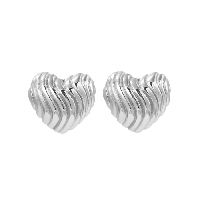 Oorbellen Wave Heart - Zilverkleurig | 1,5 x 1,4 cm