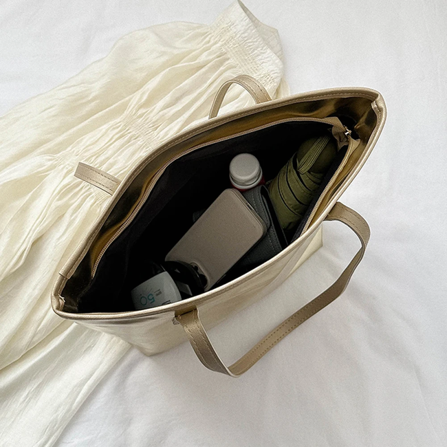 Metallic Handtas - Goud | 37 x 28 x 12 cm | Shopper/Schoudertas