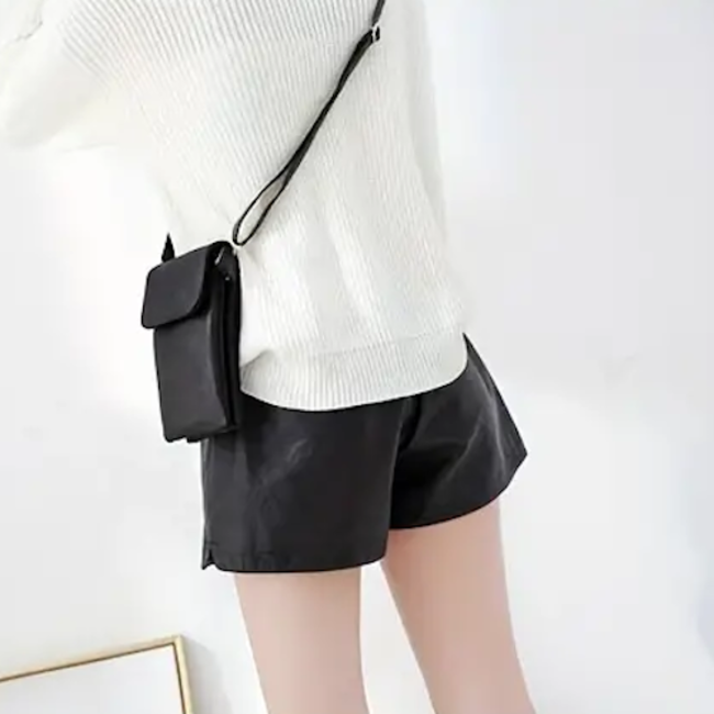 Telefoon Tasje - Zwart | Suede / Leder | 20 x 13 x 3,5 cm