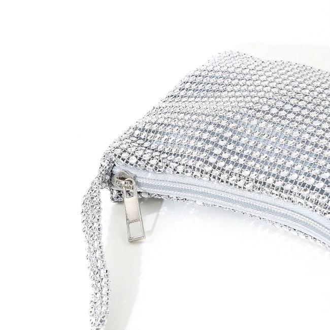 Sparkle Mini Tasje - Zilverkleurig | 22 x 13 cm | Polyester