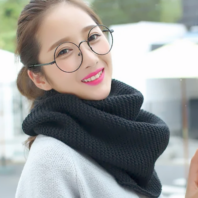 Colsjaal - Zwart | Gebreid Kabelpatroon | Acryl / Polyester