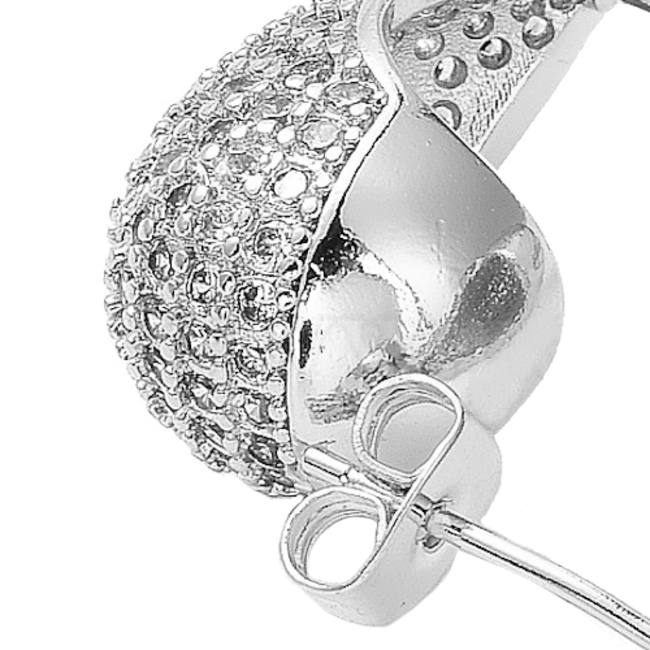 Strass Druppel Oorbellen - Zilverkleurig | 2,5 x 1,3 cm | 925 Zilver