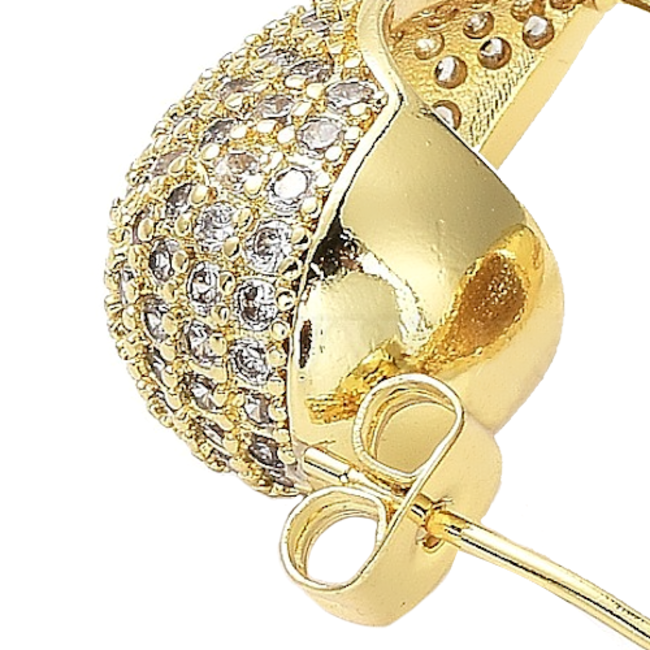 Strass Druppel Oorbellen - Goudkleurig | 2,5 x 1,3 cm | 925 Zilver