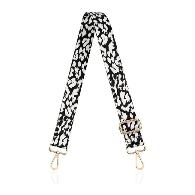 Bag Strap / Tas Riem Luipaard | Zwart/ Wit | Schouderriem